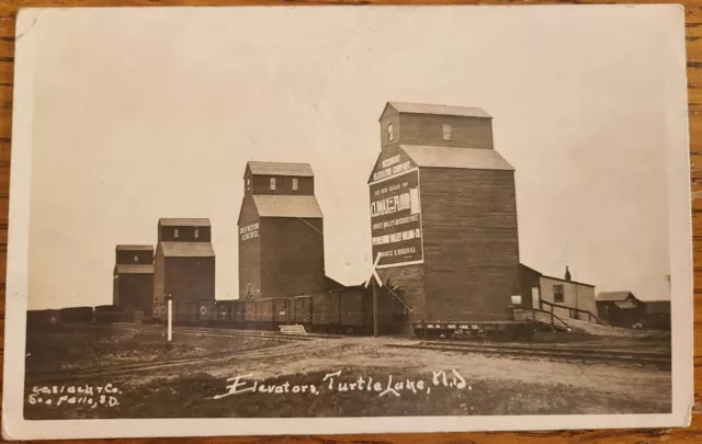 RPPC N.D. TURTLE LAKE Occident, GREAT WESTERN Elevators Pacific RR TRAIN NO. DAK