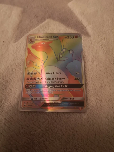 Pokemon Card Charizard GX 150/147 Rainbow Secret Rare Burning Shadows Mint