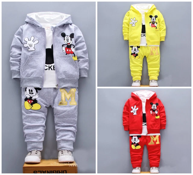 Set abiti tuta bambini bambine ragazzi 3 pz top + set pantaloni cartone animato