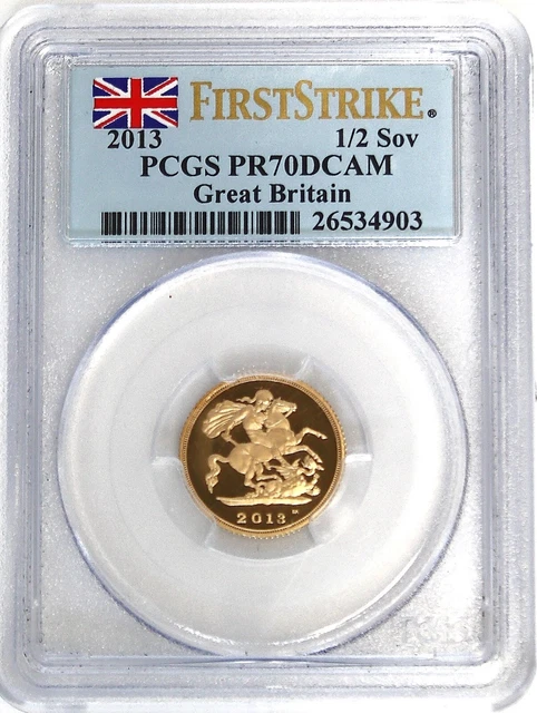 2013 G. Britain St. George & the Dragon Gold 1/2 Sovereign PCGS PR70 DCAM FS