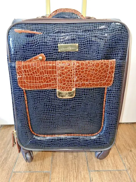 Samantha Brown Classic Navy Blue Croc 22" Spinner Wheeled Luggage Suitcase
