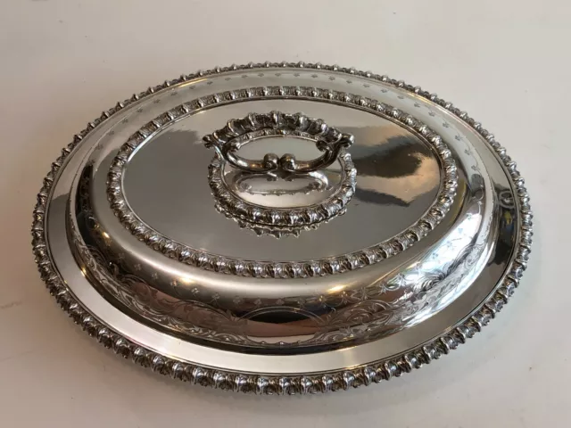 Antique 3 Pcs Old Sheffield Victorian Silver Plate Entree Dish, 12" x 9 1/4" 3