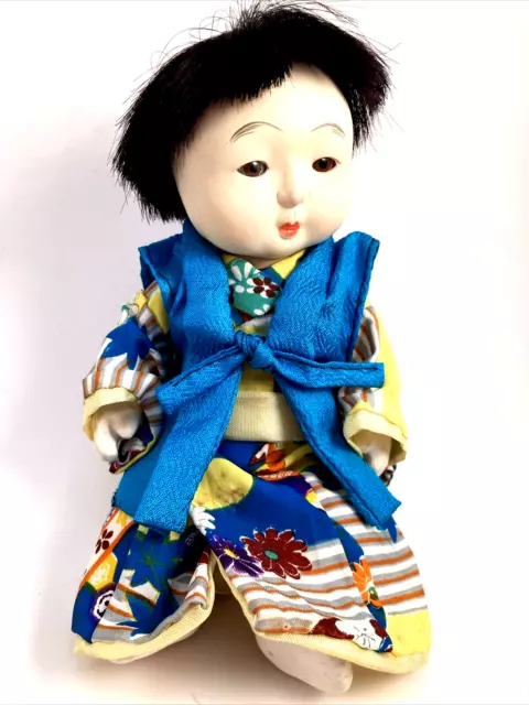 Asian Japanese Ichimatsu Gofun Baby Doll Glass Eyes 7"