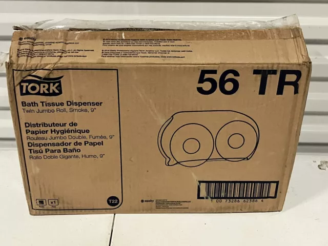 Tork Twin Jumbo 9 inch Bath Tissue Roll Dispenser - Smoke (56TR)