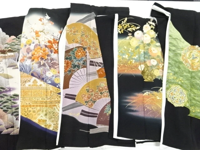 98663# Japanese Kimono / Antique Tomesode / Set Of 5
