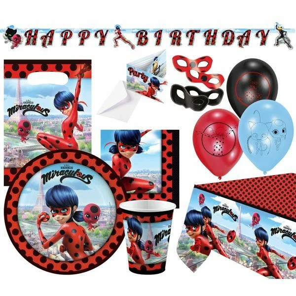 MIRACULOUS LADYBUG & Cat Noir Set de Fête 60 Parties Anniversaire D