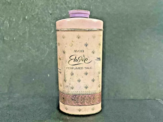 Vintage Old Avon Elusive Cosmetic Perfumed Talc/Powder Adv. Tin Box, Made In U.s