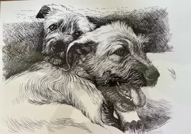 Irish Wolfhound Puppies Heads Ltd Edition Print 11x17 By Van Loan