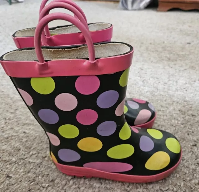 WESTERN CHIEF Waterproof Polka Dot Rain Boots Little Girls Size 9- 10