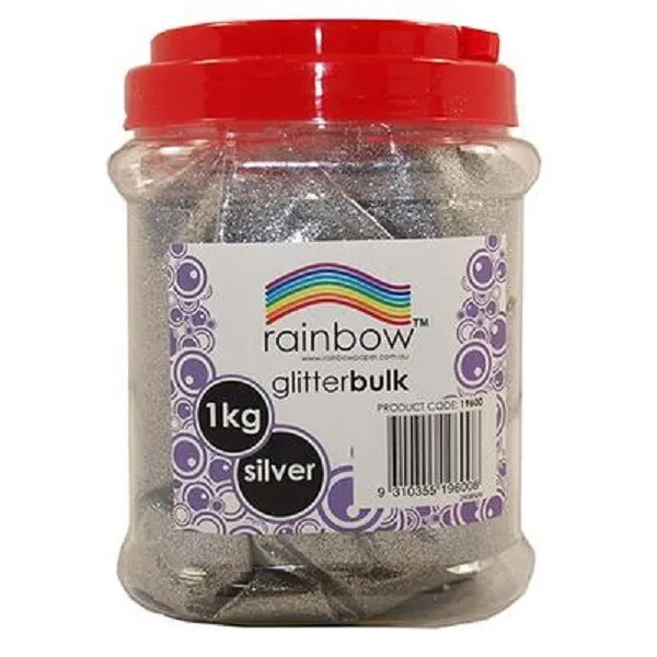 Silver Fine Glitter Bulk 1Kg In Jar Rainbow - Free Post