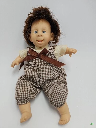 Gi Go Vtg 90s Toy Palm Pals Happy Kids Expression Bean Bag Boy Doll 8" Br. Plaid