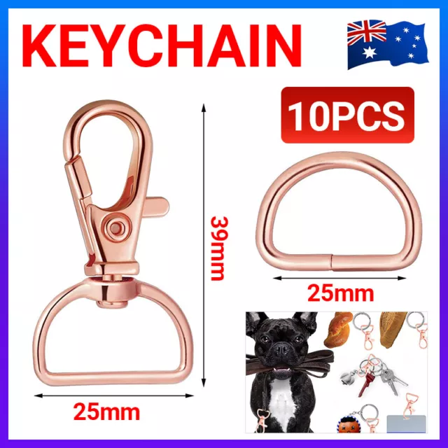 10x 20MM Lobster Clasp Swivel Trigger Clip Keychain Snap Hook Key Ring Rose Red