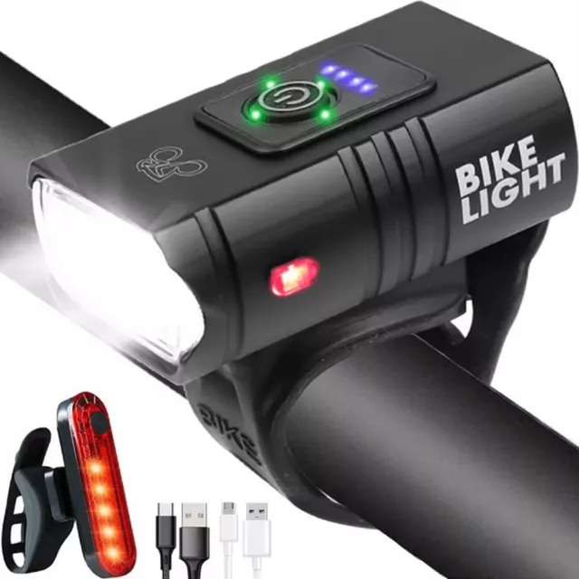 LED Fahrradlicht Set vorne und hinten, USB aufladbar, 1000 Lumen