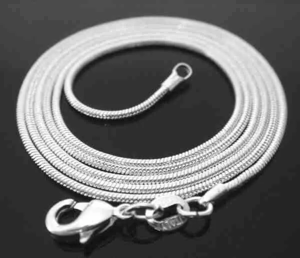 Collier Bracelet Chaîne Cheville argent massif 925 sterling maille serpent 1mm