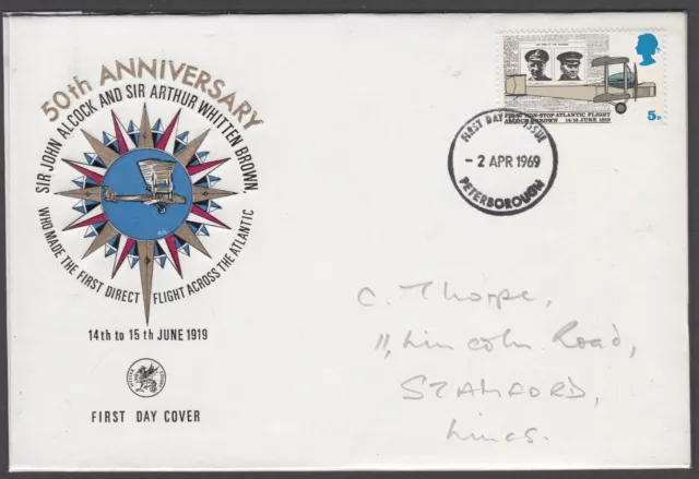 FDC 50th Anniversary First Direct Flight across Atlantic Sir John Alcock 1969