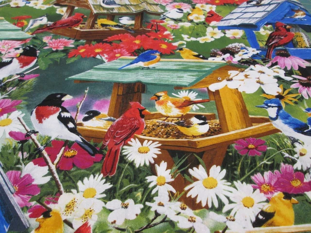 Cardinals, Birds, Birdhouses - David Textiles - ONE YARD - NEW!!!