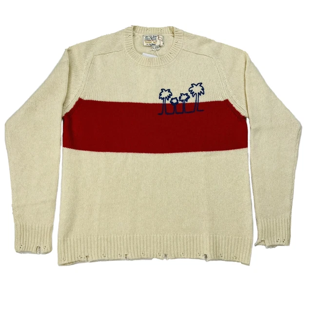 Sandrine Rose Free People Cashmere Wool Palm Tree Sweater LARGE Long Sleeves NWT