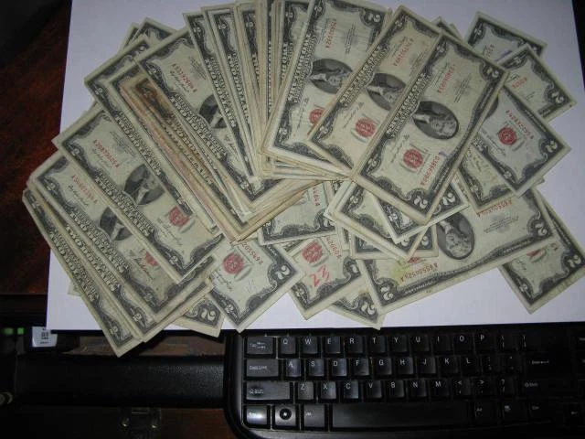 1928-1963 Two Dollar Note Red Seal ~ $2 Bill G-XF _ Collectible Lot Currency