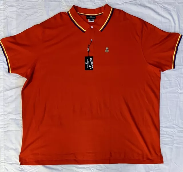 Psycho Bunny Men's Bonfire Orange Kells Short Sleeve Polo Shirt 6X Tall