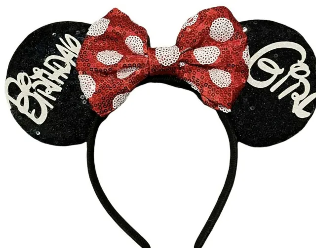 Birthday Girl Disney Minnie Mouse ears headband- Disneyland- Disney World
