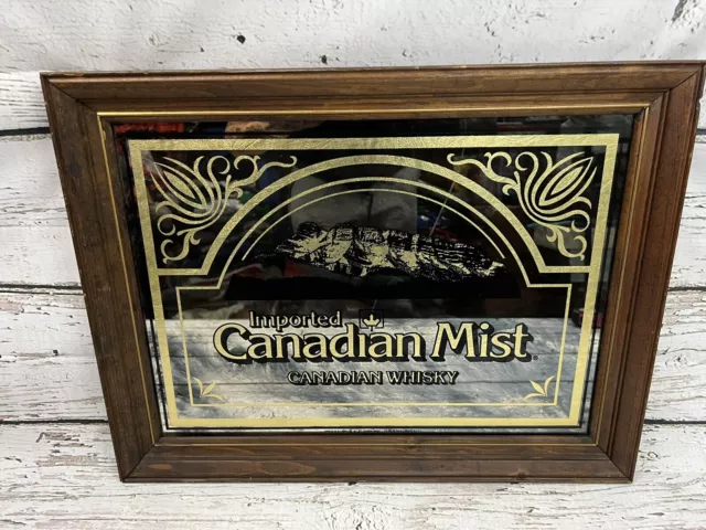 VTG Canadian Mist Canadian Whiskey Imported Hanging Bar Advertisment Mirror Sign