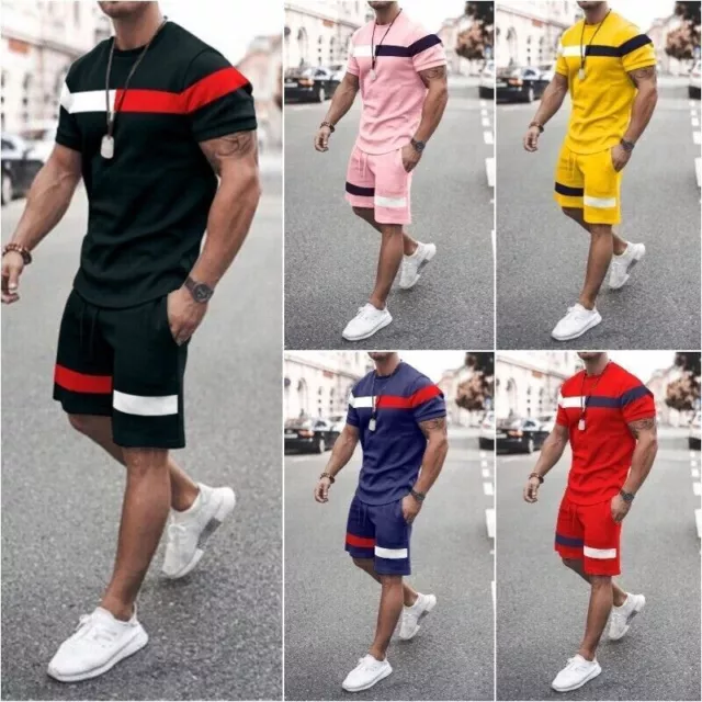 Männer Sommer Sport Set T-Shirts+Shorts Trainingsanzug Casual Sweatsuit Outfit
