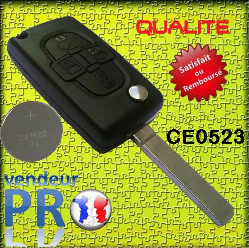 Télécommande émetteur Peugeot 308 2 boutons 649034 649075 ACS