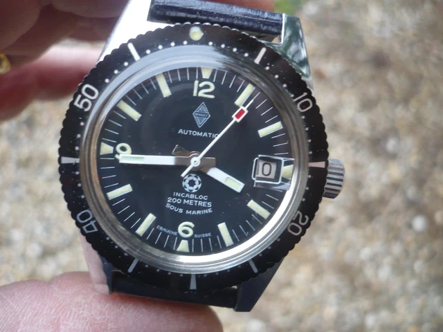 Montre De Plongée Vintage Robur Automatique 200m - Années 60, Acier, Argenté