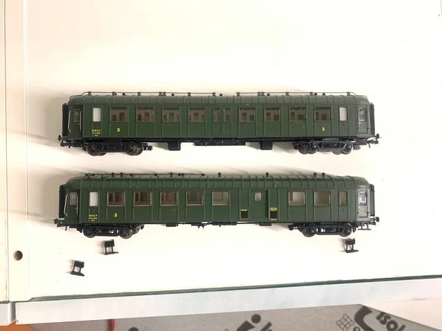 Train ho - jouef 2x  voiture OCEM a rivets sncf + amenagement d'origine