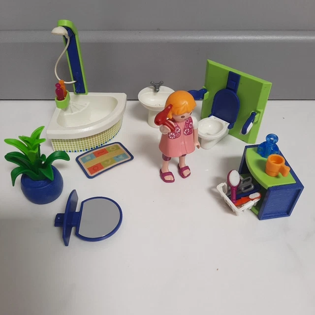 Accessoires PLAYMOBIL - 1 Enfant + Accessoires Salle De Bain Maison Moderne, Pièces Neuves