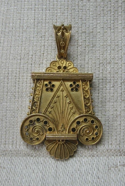 Médaillon Pendentif Victorien En Or 14K - Onyx Et Cornaline - Initiales M P - Chaîne Longue - Bijou Antique Original