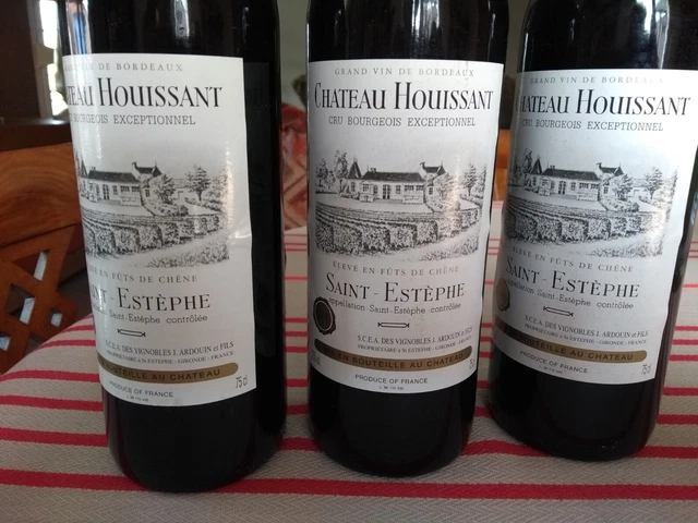 3 Bouteilles Chateau Houissant 1996 Saint-Estephe Cru Bourgeois Exceptionnel