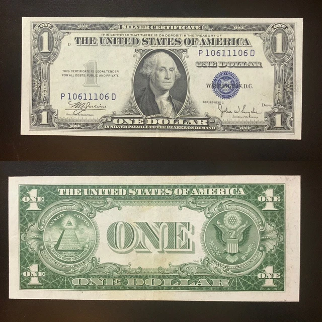 Bookend Fancy Serial Number Silver Certificate $1 1935C Sc P10611106D Circulated