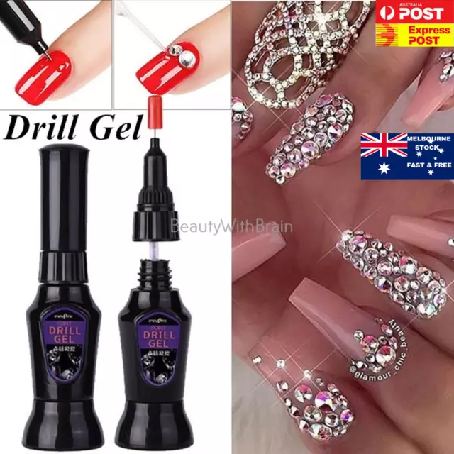 10ML Nail Art Rhinestones UV Gel Glue Drill Gel Sticky Crystal Gems-Diamond deco