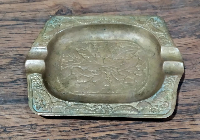 Cendrier Ancien Cristal Taillé Et Bronze Doré - France Vintage