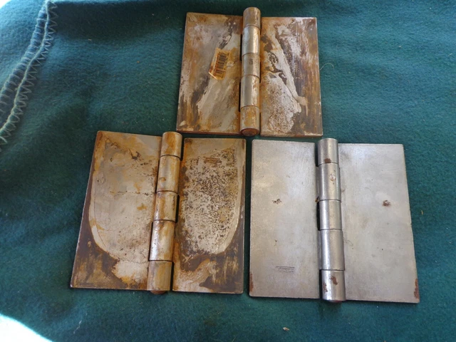 Lot of 3 National Hardware N273-946 Weldable Door Hinge, Plain Steel, 5"