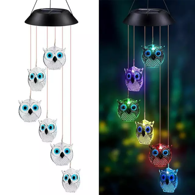 Solar Wind Chimes, Owl LED Solar Powered Wind Chimes Lamp Color Changing Ligh .⭐