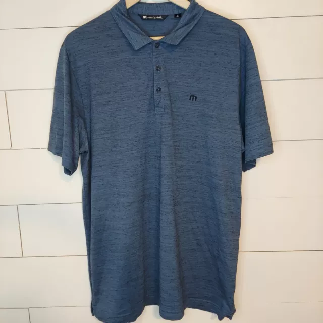 Men's Travis Mathew Blue Heathered Polo Short Sleeve Shirt Size XL