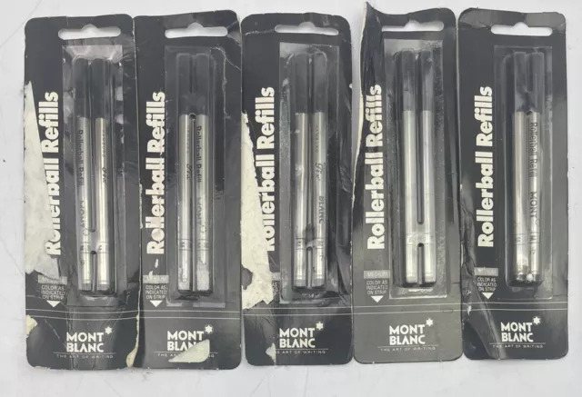 Montblanc BLACK Rollerball Refills MEDIUM 2-Pack  16302C-BLA - For Model 163 LOT