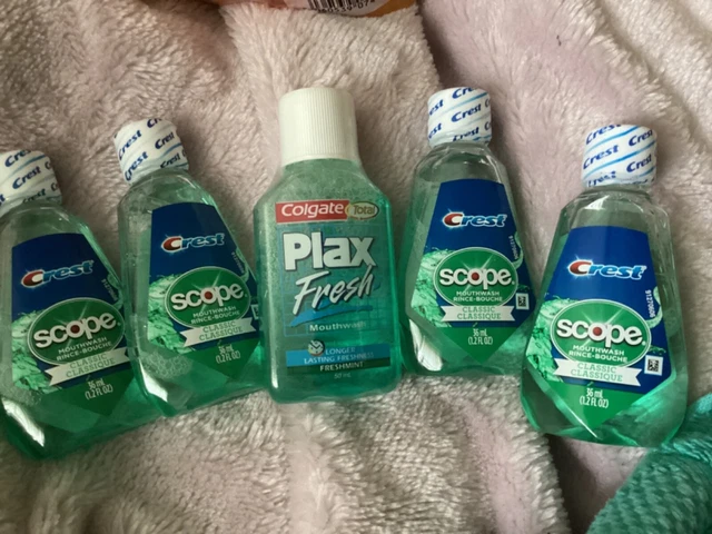 4 x Crest Scope Classic enjuague bucal 36 ml, plaga colgate 50 ml festival de viajes nuevo