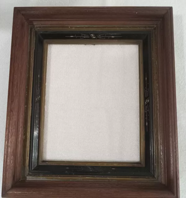 Antique Victorian Picture Frame Walnut Gold Gilt 3 Tier East Lake Holds 8"x10"