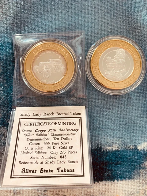 Deuce Coupe and Paradise Cafe,  .999 Silver Nevada Brothel Token, Limited Series