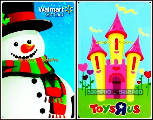 2x WALMART TOYSRUS XMAS SNOWMAN DISNEY CINDERELLA COLLECTIBLE GIFT CARD LOT