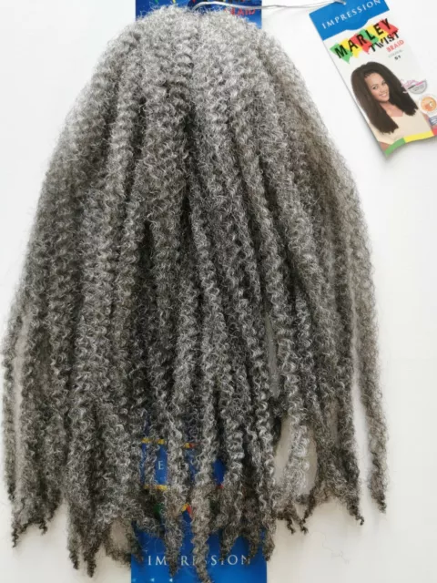 UK: Grey Impression Afro Kinky Bulk Hair Marley Twist Braid Effortless Braiding