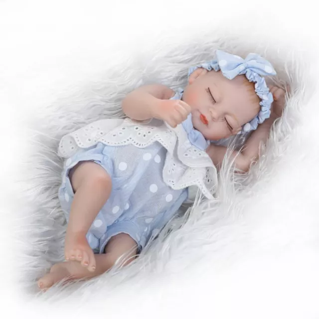 26CM Full Body Silicone Vinyl Reborn Doll Eyes Closed Mini Kids Toy Realistic
