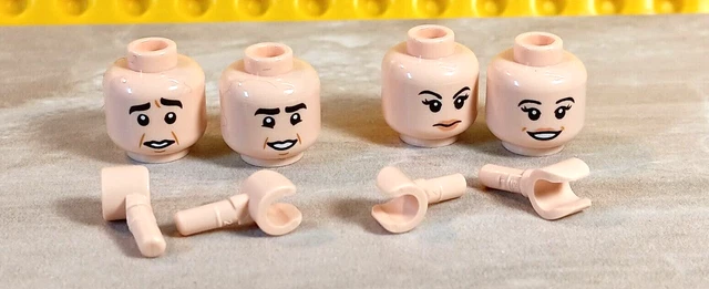 LEGO Mom Dad Head Set Light Nougat Flesh Heads FREE HAND SET Two Faces Dual Side