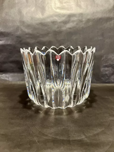 Orrefors Signed Prism Crystal Large Crown Bowl Sven Palmqvist Mid Century 2