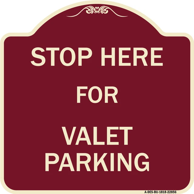 SignMission Designer Series - Stop Here - for Valet Parking Burgundy