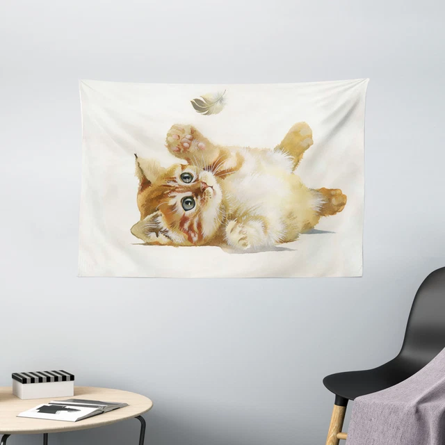 Animal Tapisserie Jeux de chat avec plumes