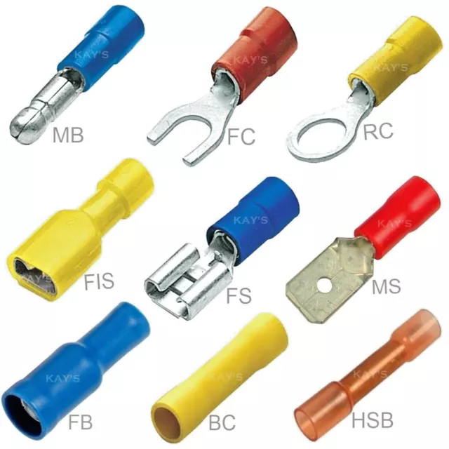 Insulated Crimp Terminals Ring Spade Butt Fork Bullet Electrical Wire Connectors